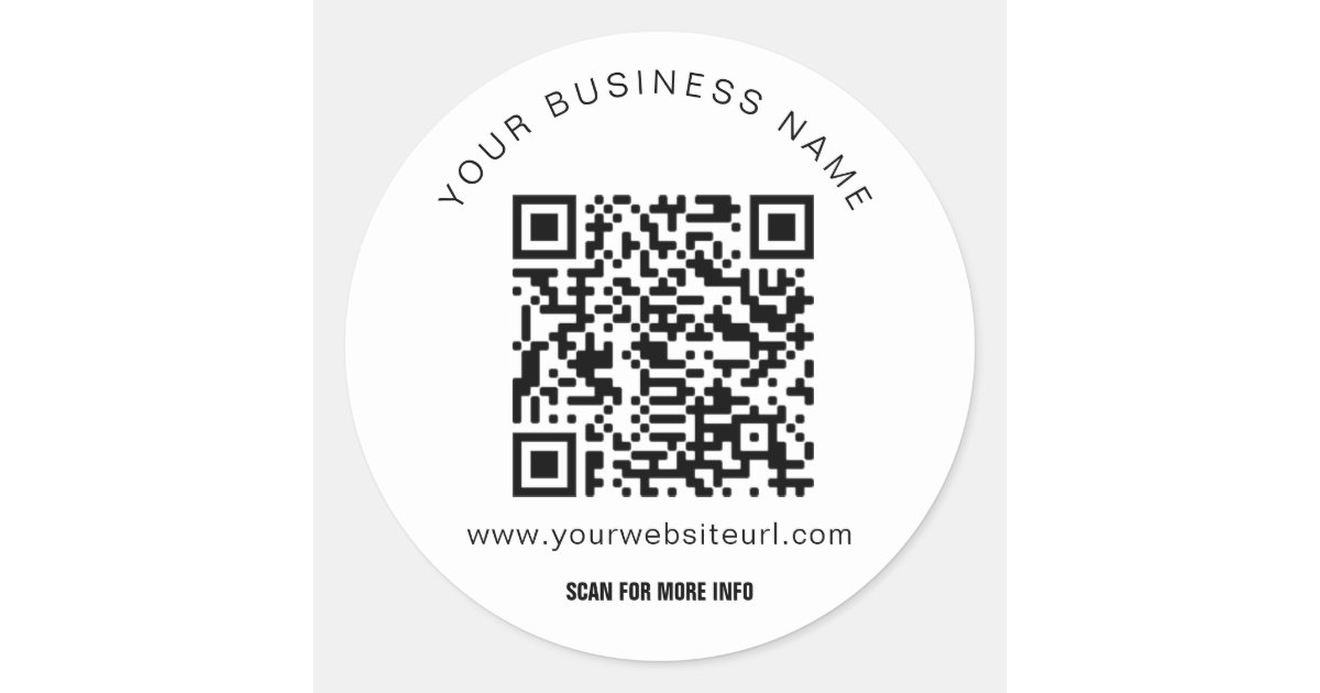 QR Code Custom Logo & Text Marketing Classic Round Sticker | Zazzle.com