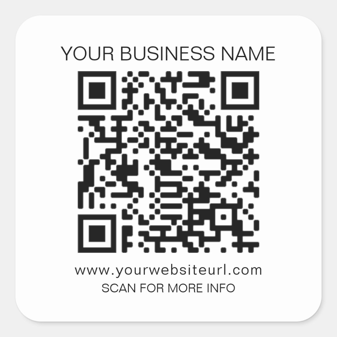 QR Code Custom Logo & Text Marketing Square Sticke Square Sticker | Zazzle