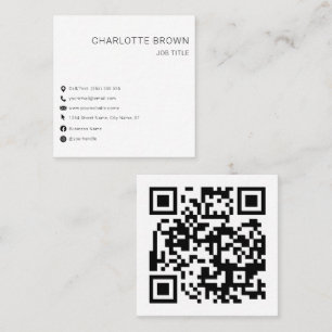 QR Code Custom Modern White Professional Square Business Card