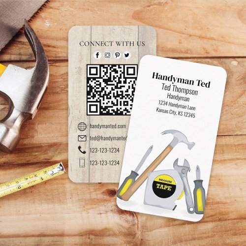 QR Code Custom Social Media Handyman Tools Business Card