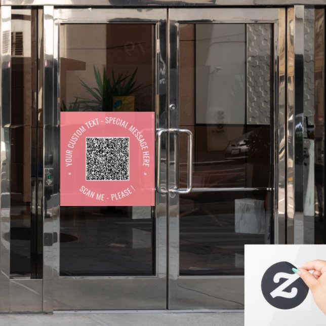 QR Code Custom Text and Color Window Cling Example (Office Door)