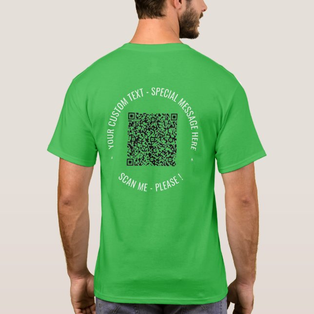QR Code Custom Text and Colors Promotional T-Shirt (Back)