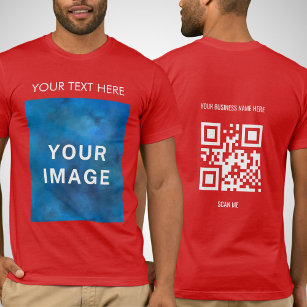 QR Code Custom Text and Image Promotional T-Shirt