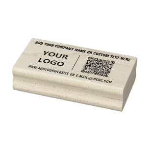 QR Code Custom Text and Logo Rubber Stamp Example