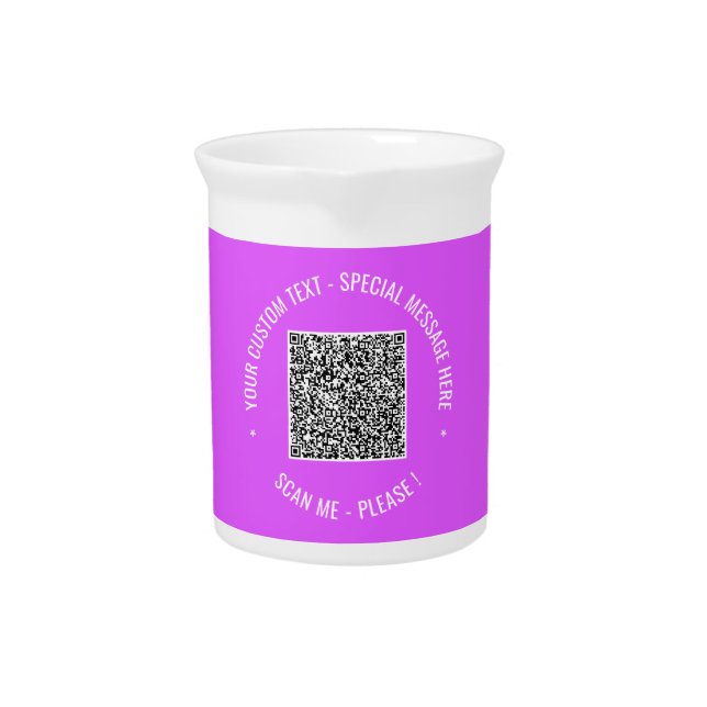 QR Code Custom Text Beverage Pitcher Example (Front)