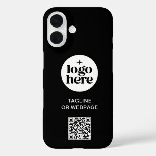 QR Code Custom Text Black Business Company Logo iPhone 16 Case