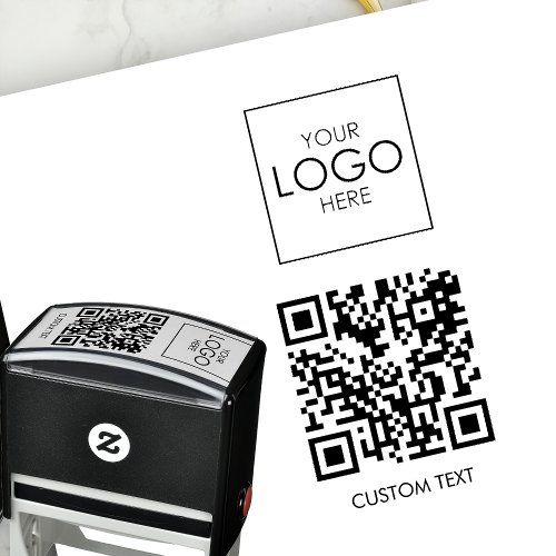 QR Code Custom Text Business Logo Personalized Self_inking Stamp