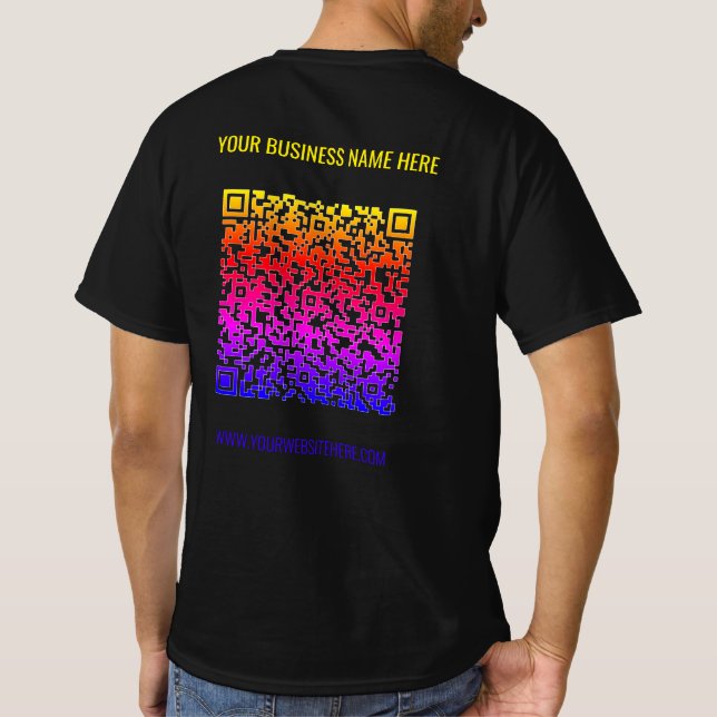 QR Code Custom Text Business T-Shirt Template (Back)