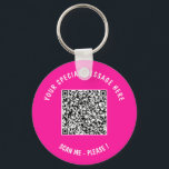 QR Code Custom Text Keychain Gift - Choose Color<br><div class="desc">Choose Colors and Font - Keychain with Your Special QR Code Info and Custom Text Personalized Modern Keychains Gift - Add Your QR Code - Image or Logo - photo / Text - Name or other info / message - Resize and Move or Remove / Add Elements - Image /...</div>