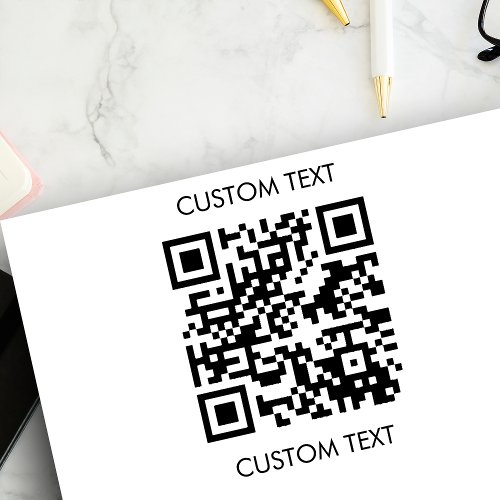 QR Code Custom Text Minimalist Simple Clean Promo Self_inking Stamp