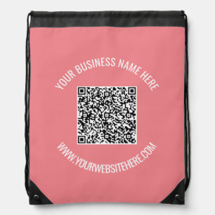 QR Code Custom Text Personalized Drawstring Bag