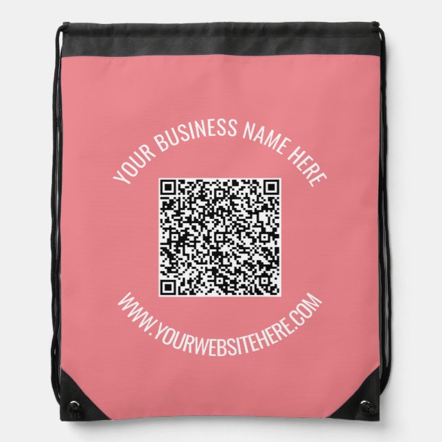 QR Code Custom Text Personalized Drawstring Bag (Front)