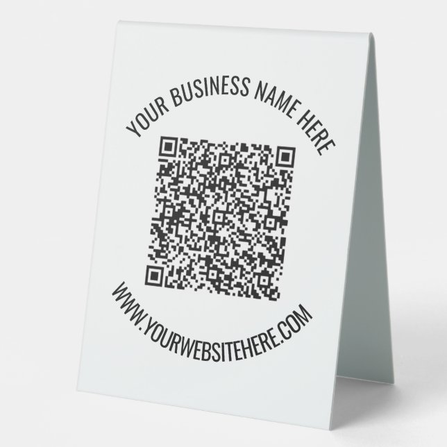 QR Code Custom Text Personalized Table Tent Sign (Front)