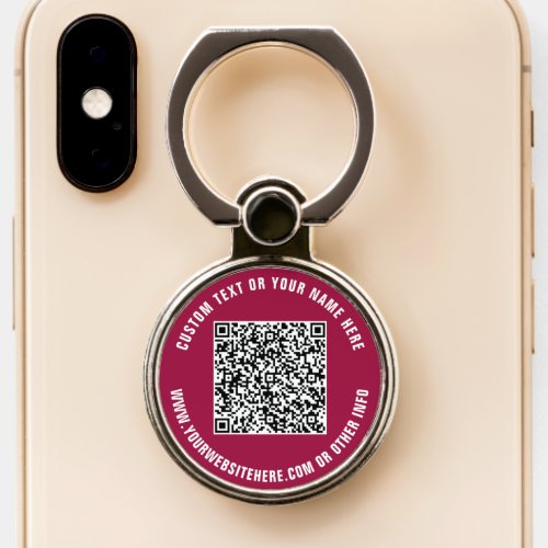 QR Code Custom Text Phone Ring Stand _ Your Colors