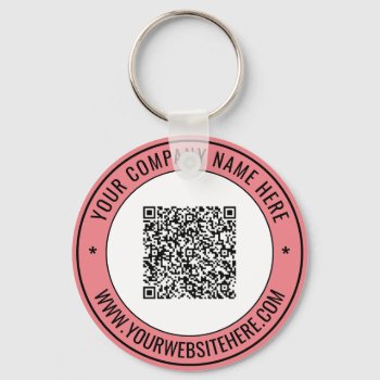 Qr Code Custom Text Promotional Business Keychain by Migned at Zazzle
