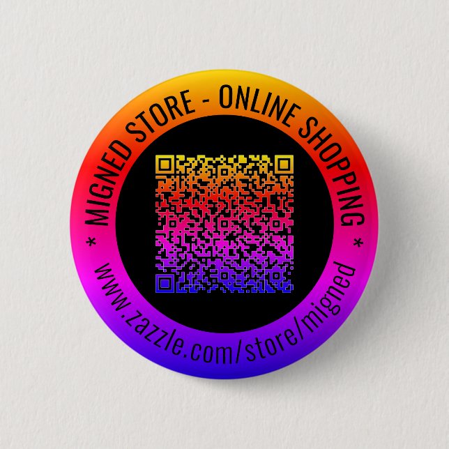 QR Code Custom Text Promotional Button Template (Front)