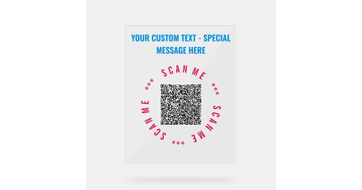 QR Code Custom Text Table Tent Sign Choose Colors | Zazzle