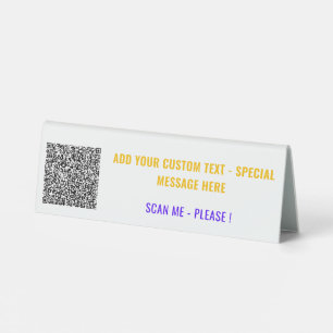 QR Code Custom Text Table Tent Sign Template