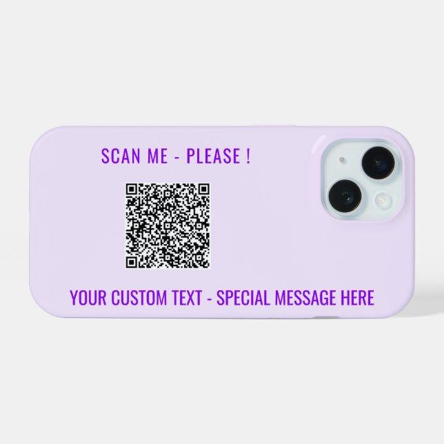 QR Code Custom Text Your Personalized iPhone Case (Back Horizontal)