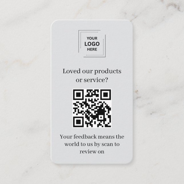 QR Code Customer Rating Gray Business Style Card (Front)