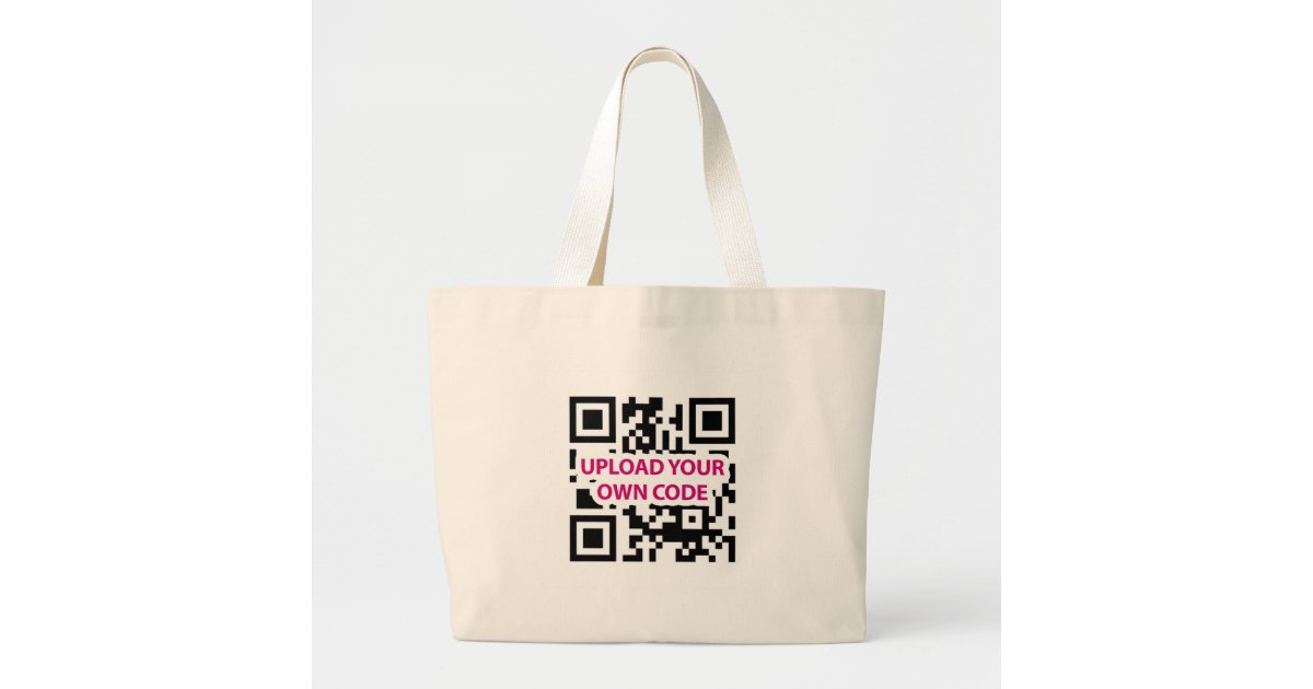 Large Custom Tote Bag with Logo Qr Code & Text