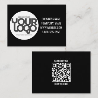QR Code Customizable Modern Black Note Card