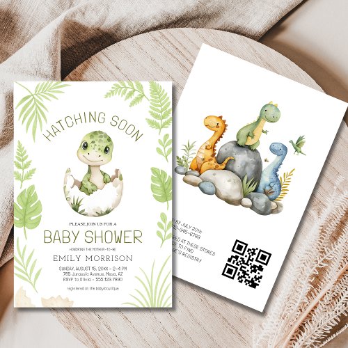 Dinosaur Neutral Modern baby shower invitation