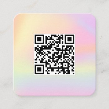 Qr Code Cute Rainbow Holograph Make Up Nail Artist Square Business Card by TabbyGun at Zazzle