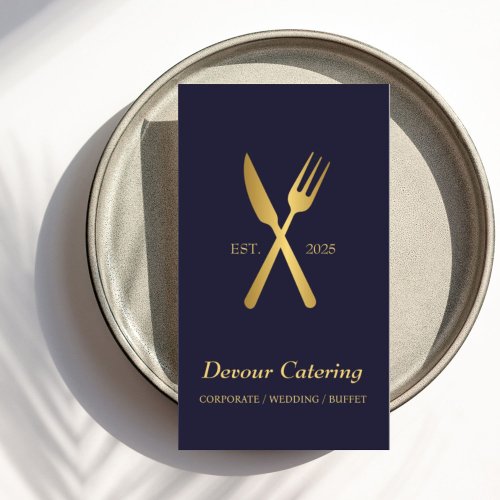 QR Code Cutlery Chef Caterer Catering Services Business Card