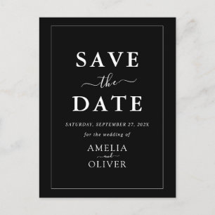 QR Code Dark Black Minimalist Chic Save The Date  Postcard