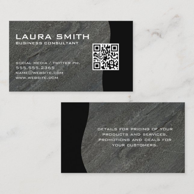 QR Code / Dark Gray Rock Business Card (Front/Back)