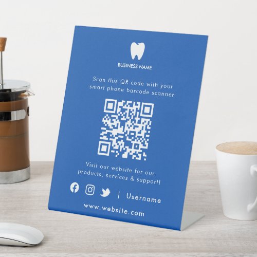 QR Code Dentist Business Website Scan Me  Pedestal Sign