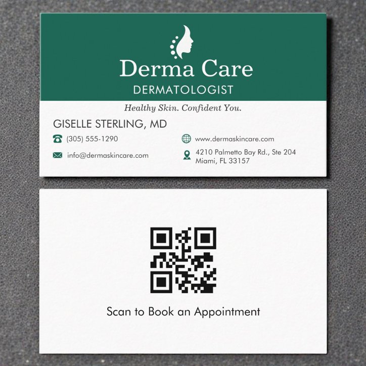 QR Code Dermatologist Office Skin Care Icon Business Card