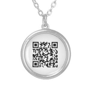 QR Code Design on a Silver Plated Necklace