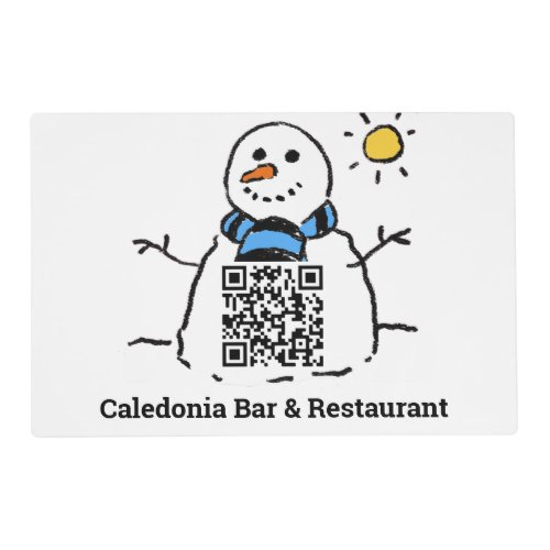 QR Code Design with Snowman Christmas Placemat