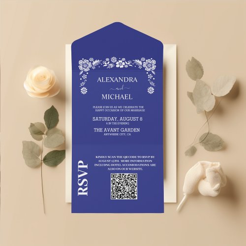Qr Code Destination Greece Santorini Wedding All In One Invitation