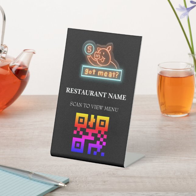 QR Code Digital Menu for Restaurants  Pedestal Sign (In SItu)