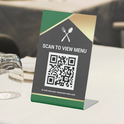 QR Code Digital Menu for Restaurants Tabletop Sign