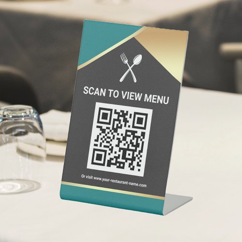 QR Code Digital Menu for Restaurants Tabletop Sign