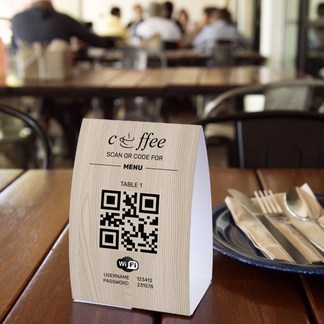 QR Code Digital Menu Wooden Paper Paper Table Tent (Insitu(Restaurant))