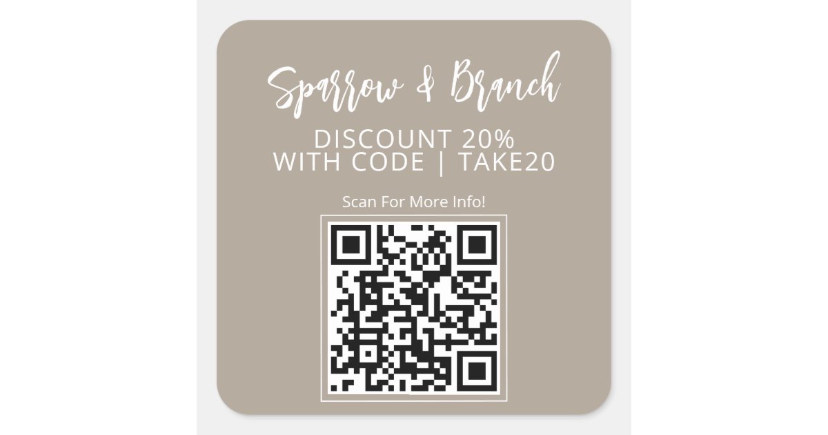 QR Code Discount Coupon Scannable Square Sticker | Zazzle