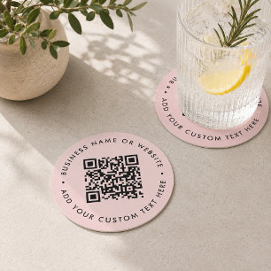  QR Code Drink Coasters   Pink Business Promo