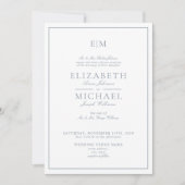 QR Code Dusty Blue Classic Script Monogram Wedding Invitation | Zazzle