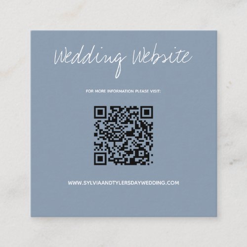 QR Code Dusty Blue Wedding Website Enclosure Card