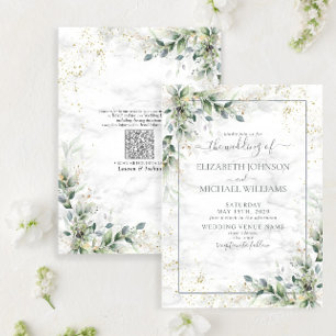 QR Code Dusty Eucalyptus Botanical Gold Greenery Invitation