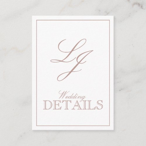 QR Code Dusty Rose Script Monogram Wedding Details Enclosure Card