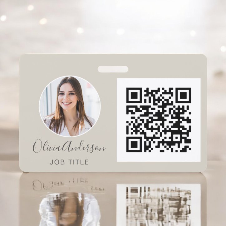 QR Code Earth Tone Photo Business Card Badge