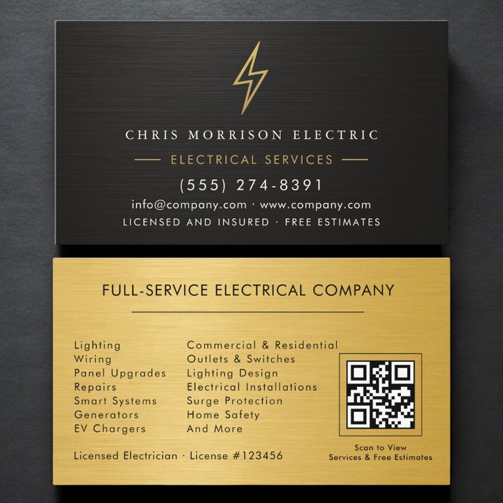 QR Code Electric Company Metallic Business Card