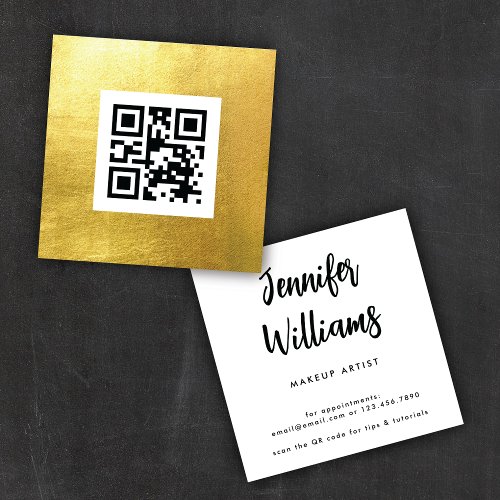 QR Code Elegant and Modern Gold Square Business Card
