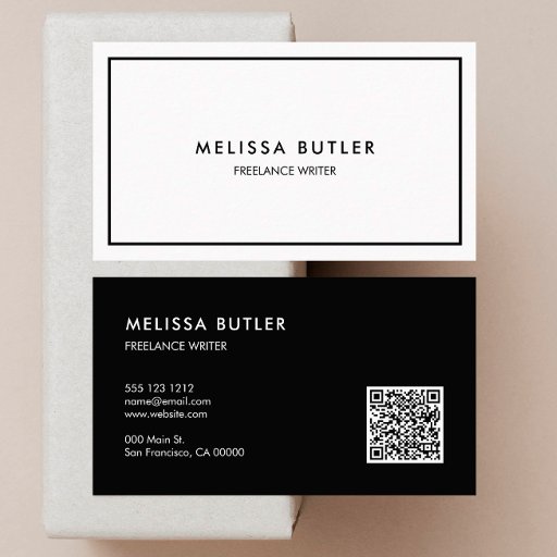 Customizable QR Code Elegant Black And White Business Card